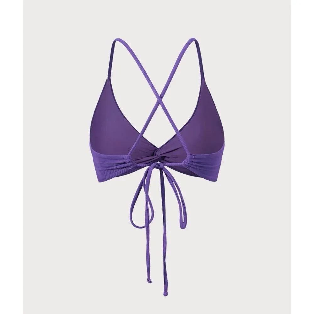Berlook 2 Piece Strappy Swimsuit Bikini Size S Small Purple Knot Tie NEW W Bag